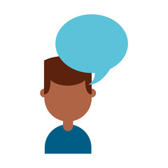 young man black with speech bubble avatar character vector illustration design