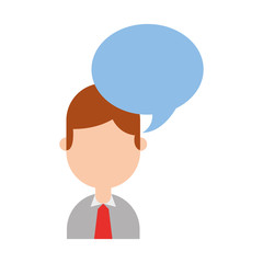 businessman with speech bubble avatar character icon vector illustration design