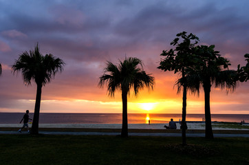 沖縄　アラハビーチの夕焼け 