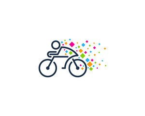 Bike Pixel Icon Logo Design Element