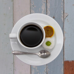Texture wooden table in retro restaurant