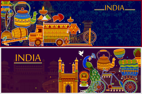 Incredible India background depicting Indian colorful culture and religion