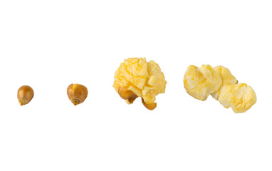 popcorn on isolate background in close up