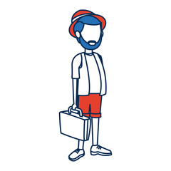 character guy young traveler standing person