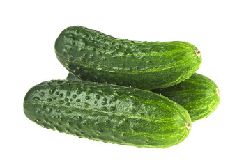 Fresh cucumbers isolated on white background