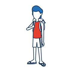 character guy young traveler standing person