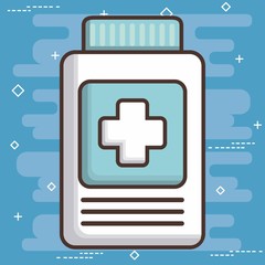 Obraz premium medicine bottle icon over blue background colorful design vector illustration
