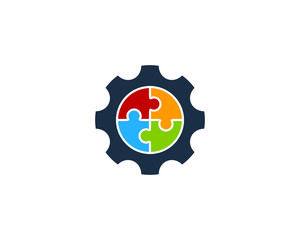 Puzzle Gear Icon Logo Design Element