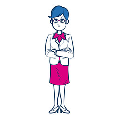 business woman person in blue and fuchsia character