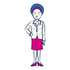 business woman person in blue and fuchsia character