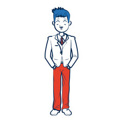 business man character person in blue and orange avatar