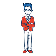 business man character person in blue and orange avatar