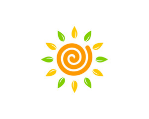 Eco Sun Icon Logo Design Element