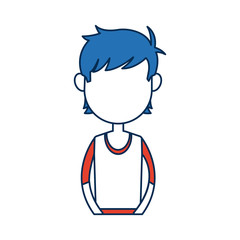 teenager boy student cartoon in blue and orange image