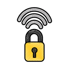safe secure padlock with wifi signal vector illustration design