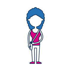 teenager girl school people cartoon in blue and fuchsia image