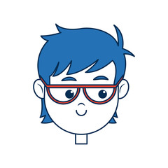 cute face boy wear glasses with blue hair image