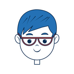 cute face boy wear glasses with blue hair image