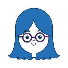 beauty girl face avatar wear glasses and blue hair
