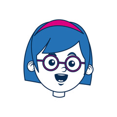 Naklejka premium beauty girl face avatar wear glasses and blue hair
