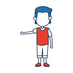 boy son character person in blue and orange cartoon