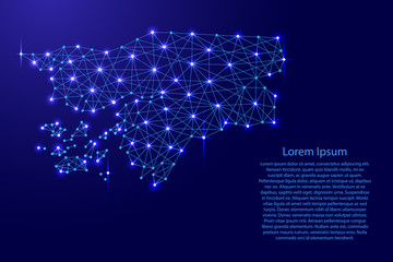 Map of Guinea-Bissau from polygonal blue lines and glowing stars vector illustration
