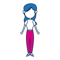 woman avatar standing character person in blue and fuchsia