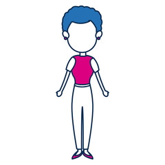 woman avatar standing character person in blue and fuchsia