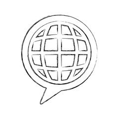 speech bubble message with planet vector illustration design