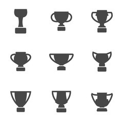 Vector black trophy icons set