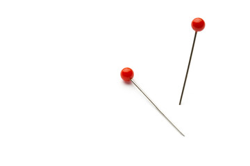 Push pins isolated on white background.