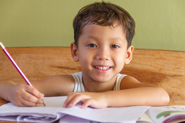 a boy doing his homework