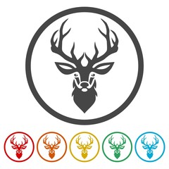 Fototapeta premium Deer head illustration vector - color icons set