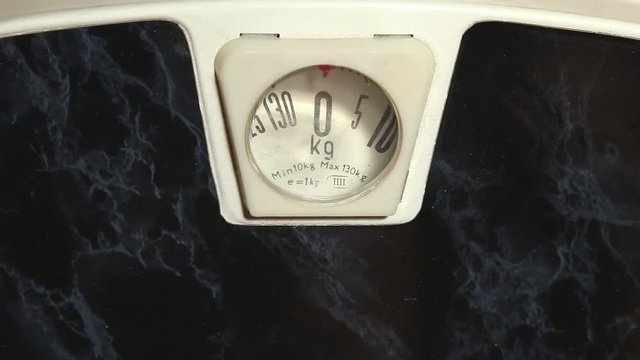 Checking the weight on a scale