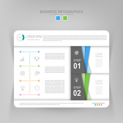 Infographic template of two steps on squares, tag banner, work sheet, flat design of business icon, vector