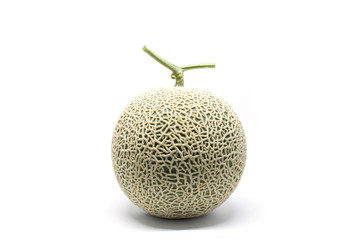Fresh melon with perfect stem isolated on white background