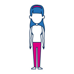 woman character in flat style with blue hair