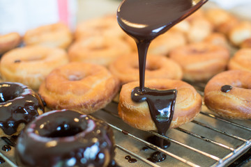 Glazing donuts
