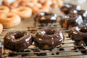Chocolate glazed home made donuts