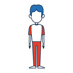 standing man people character with orange and white clothes