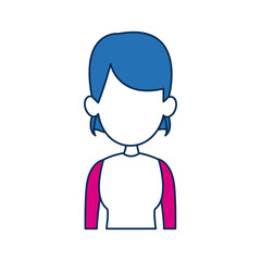 woman avatar female blue hair fuchsia clothes in white background