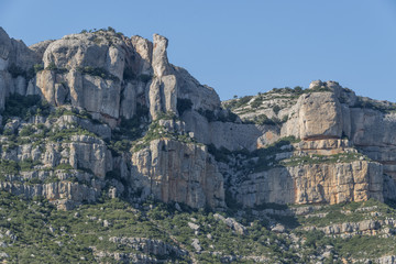 Fototapeta na wymiar Montsant mountains in Priorat, Tarragona, Catalonia, Spain.