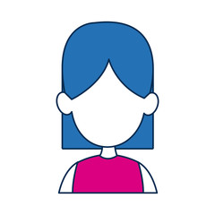 woman avatar female blue hair fuchsia clothes in white background