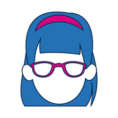 woman avatar faceless with glasses and blue hair people