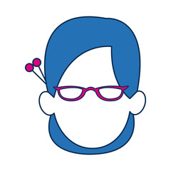 Obraz na płótnie Canvas woman avatar faceless with glasses and blue hair people