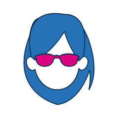woman avatar faceless with glasses and blue hair people