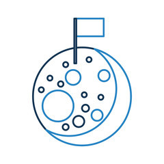 Natural satellite moon with flag vector illustration design