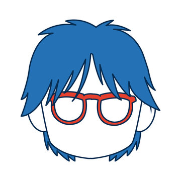 Anime Boy With Blue Hair And Glasses