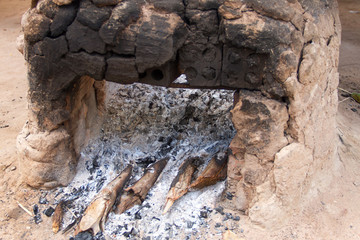 Firewood oven for chewing palm sugar