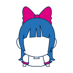 chibi anime girl face blue hair glasses